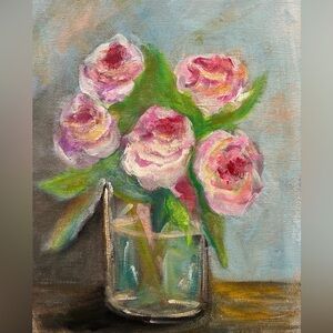 Original hand painted floral
Roses wall
Art